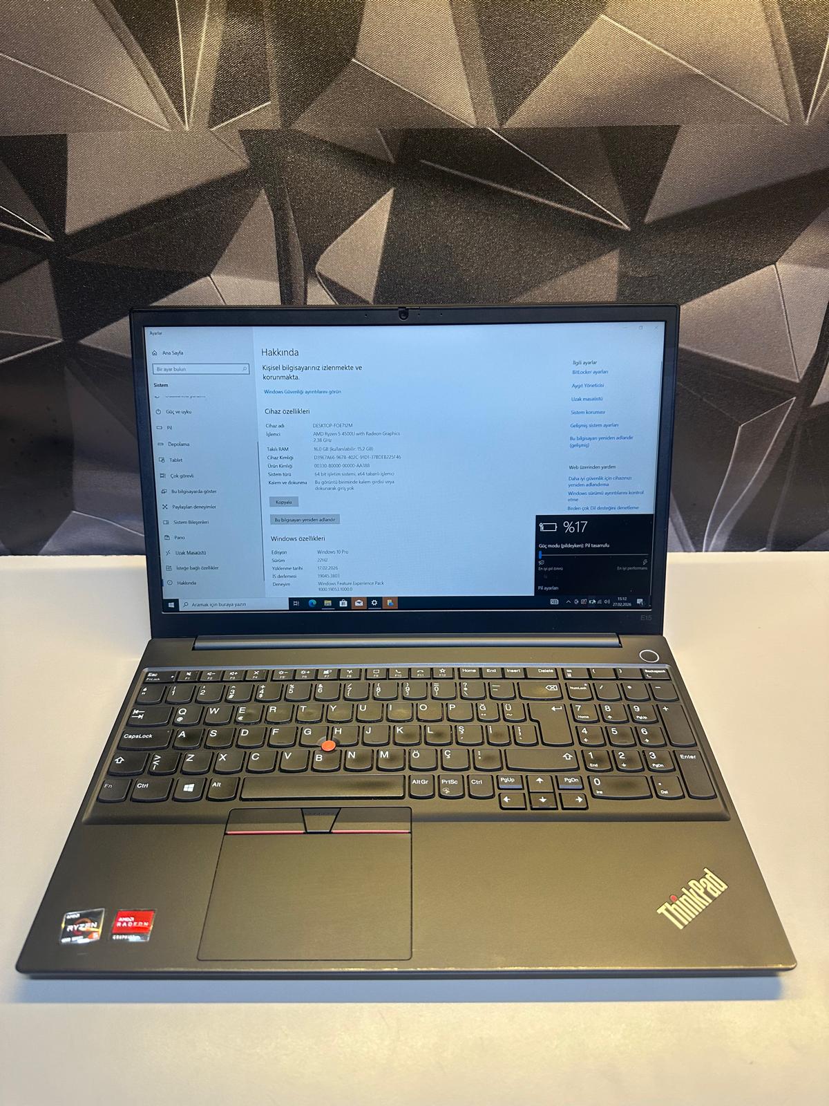 LENOVO THİNKPAD E15 GEN3 RYZEN 5 4500U/16 GB/512 GB SSD/AMD RADEON GRAPHICS/15.6